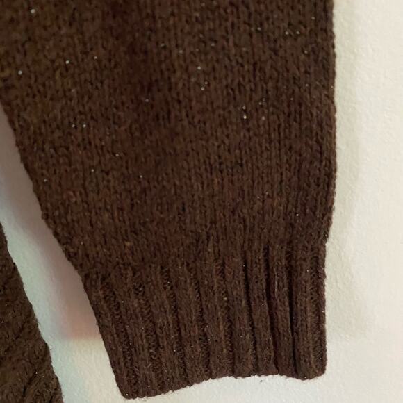 Fortune + Ivy Brown Tab Button Open Front Shimmery Cardigan M Medium NWOT - Picture 4 of 8